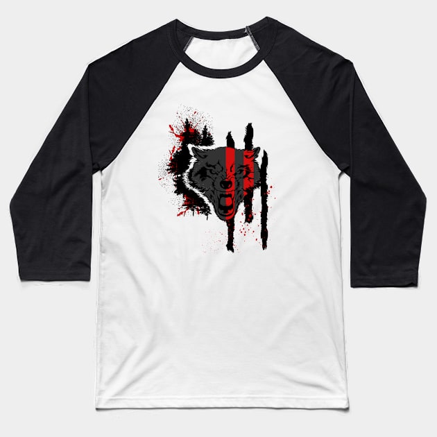 Crazy wolfy Baseball T-Shirt by CB_design